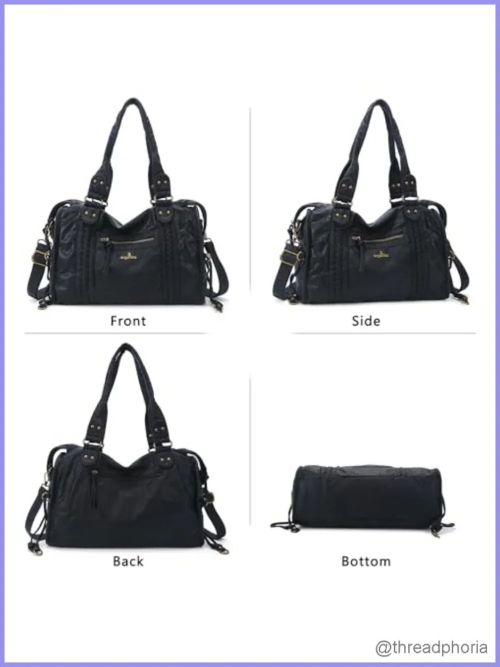 Large Vegan Leather Hobo Satchel Tote Shoulder Bag Fits 15.6